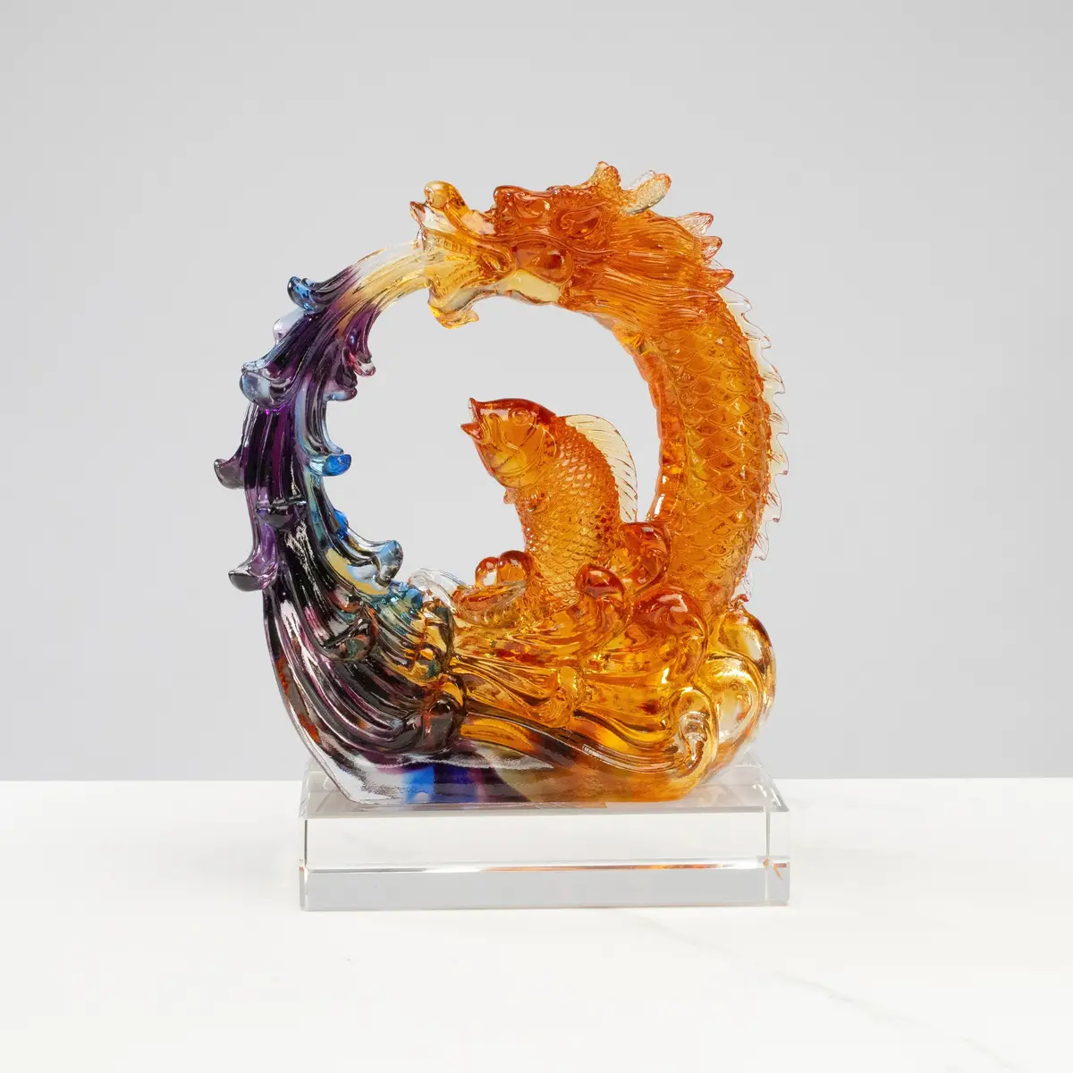 Beautiful Fish Stream Of Life Crystal Carving - A Symbol Of Abundance And Prosperity 1