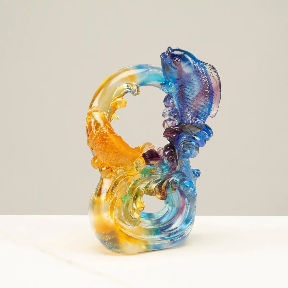 Beautiful Fish Stream Of Life Crystal Carving - A Symbol Of Abundance And Prosperity 1