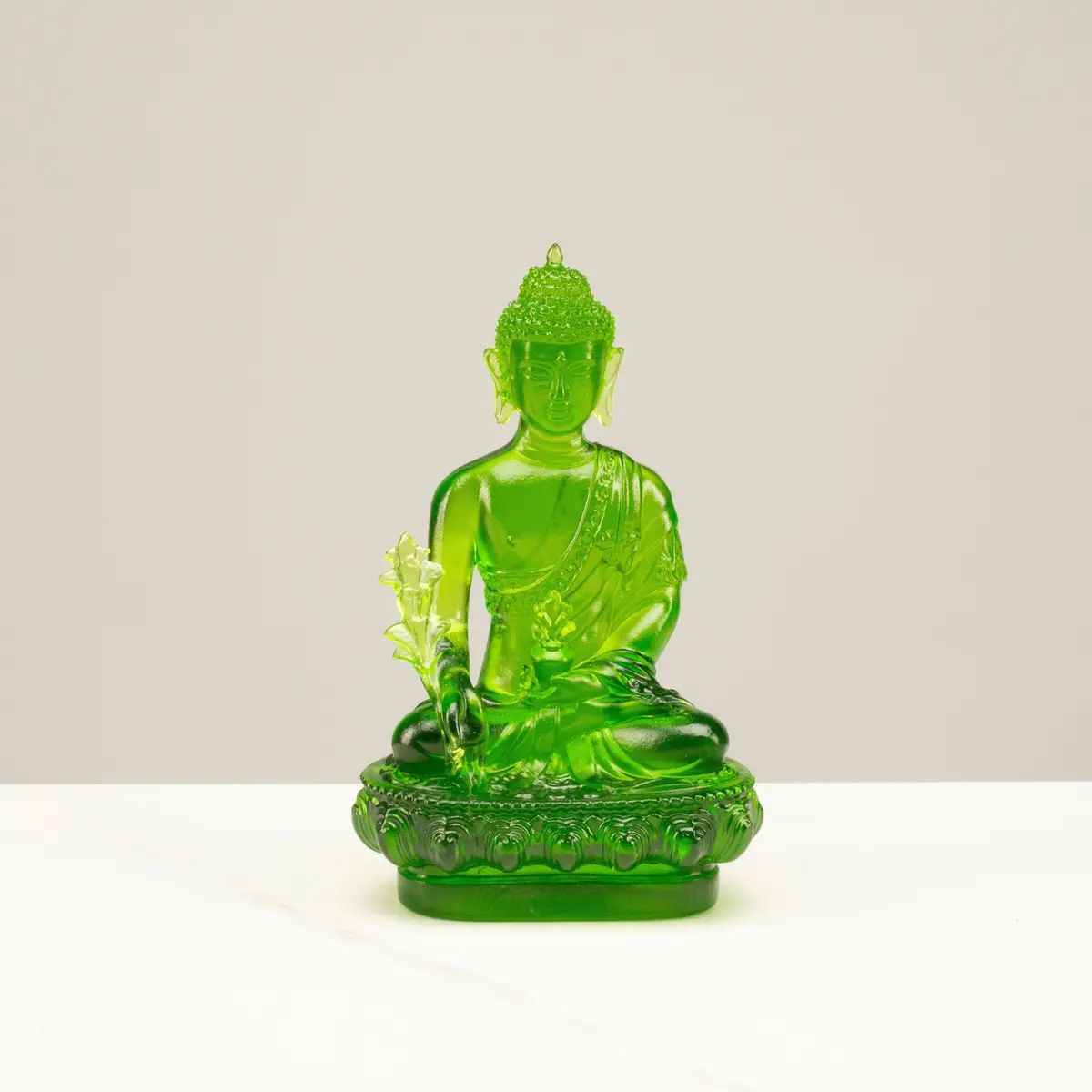 Divine Green Guan Yin Crystal Carving - A Symbol Of Compassion And Protection 1