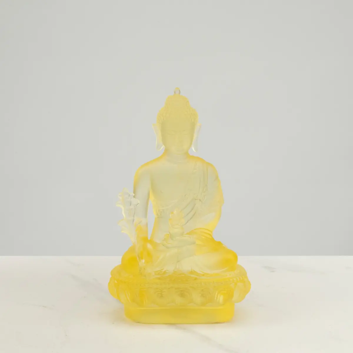Divine Yellow Guan Yin Crystal Carving - A Symbol Of Compassion And Protection 1