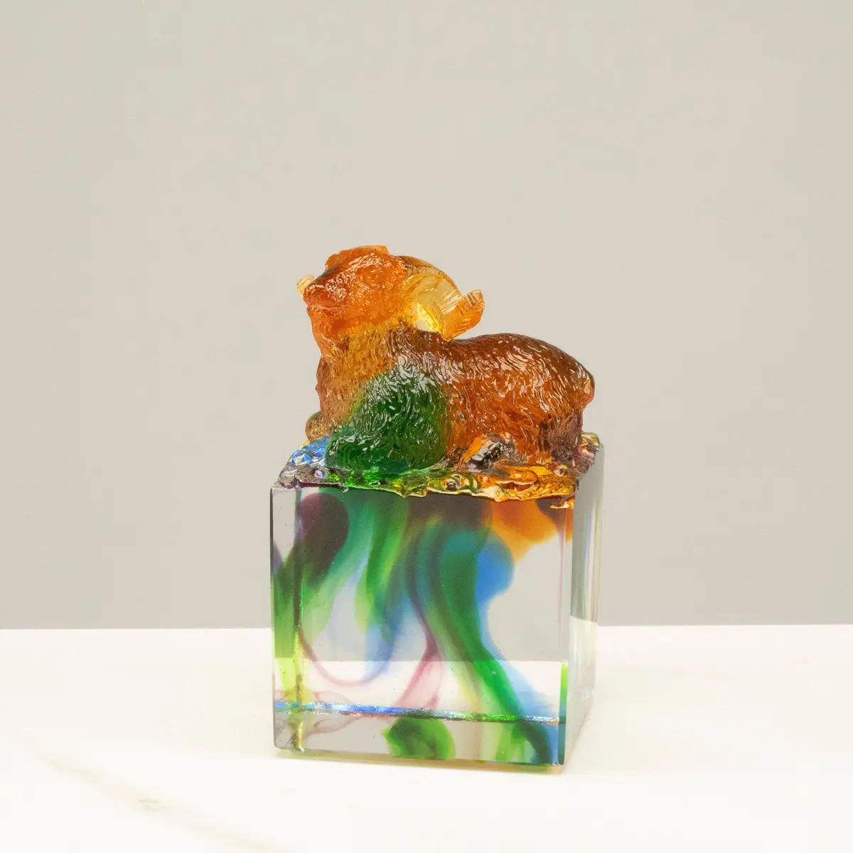 Elegant Goat Crystal Carving - A Symbol Of Creativity And Fertility 1