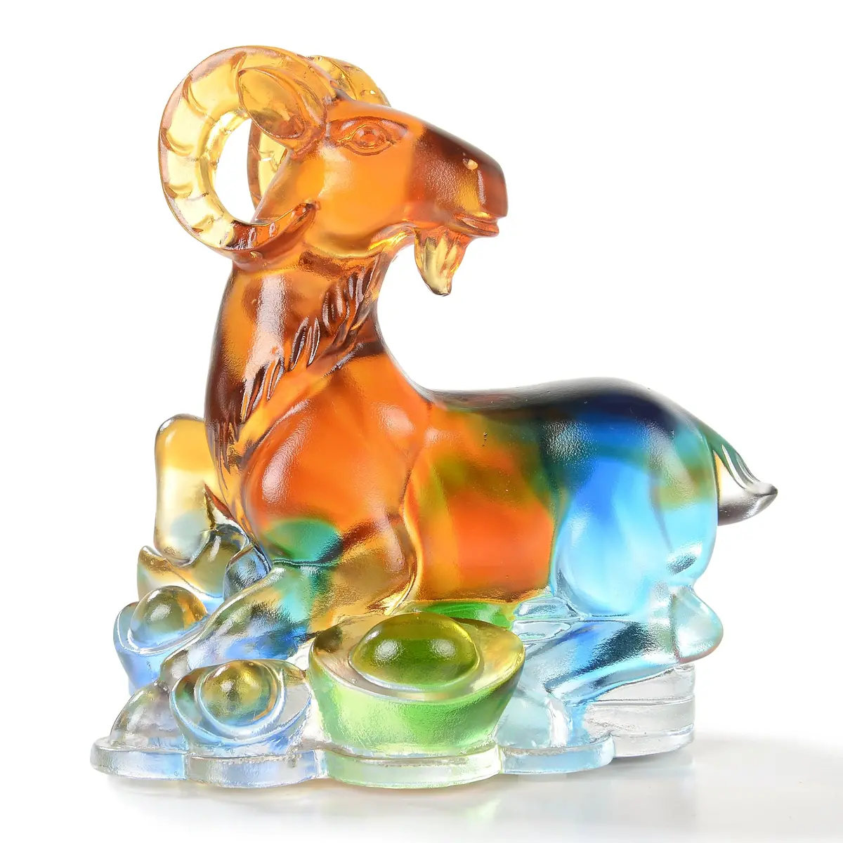 Elegant Goat Crystal Carving - A Symbol Of Creativity And Fertility 1