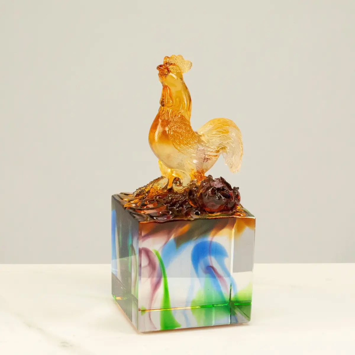 Elegant Rooster Crystal Carving - A Symbol Of Vigilance And Positivity 1