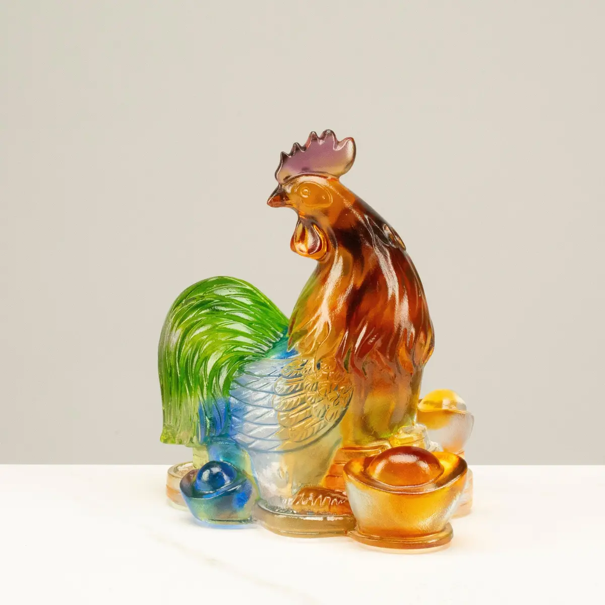 Elegant Rooster Crystal Carving - A Symbol Of Vigilance And Positivity 1