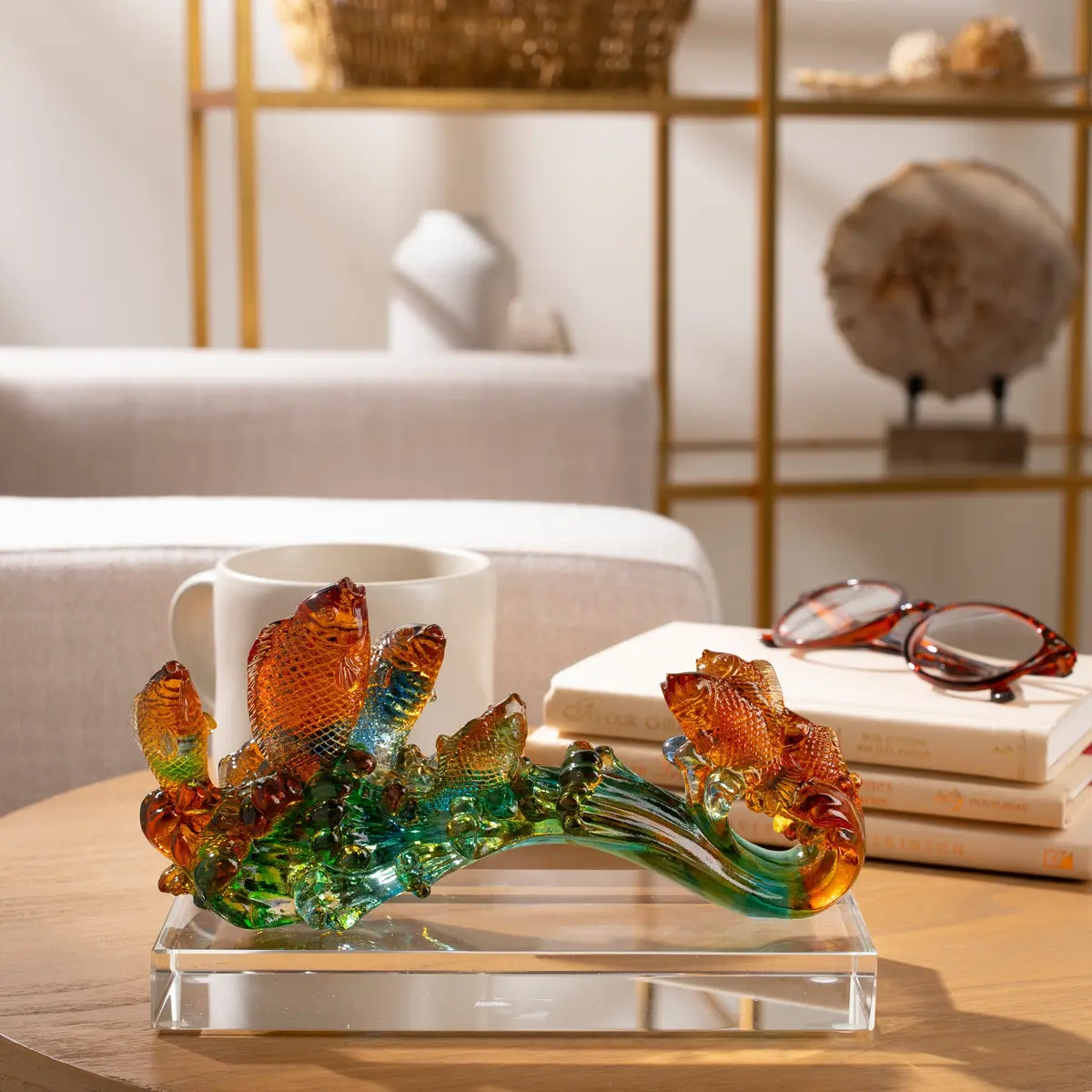 Glorious Fish Stream Crystal Carving - A Symbol Of Abundance And Prosperity 2
