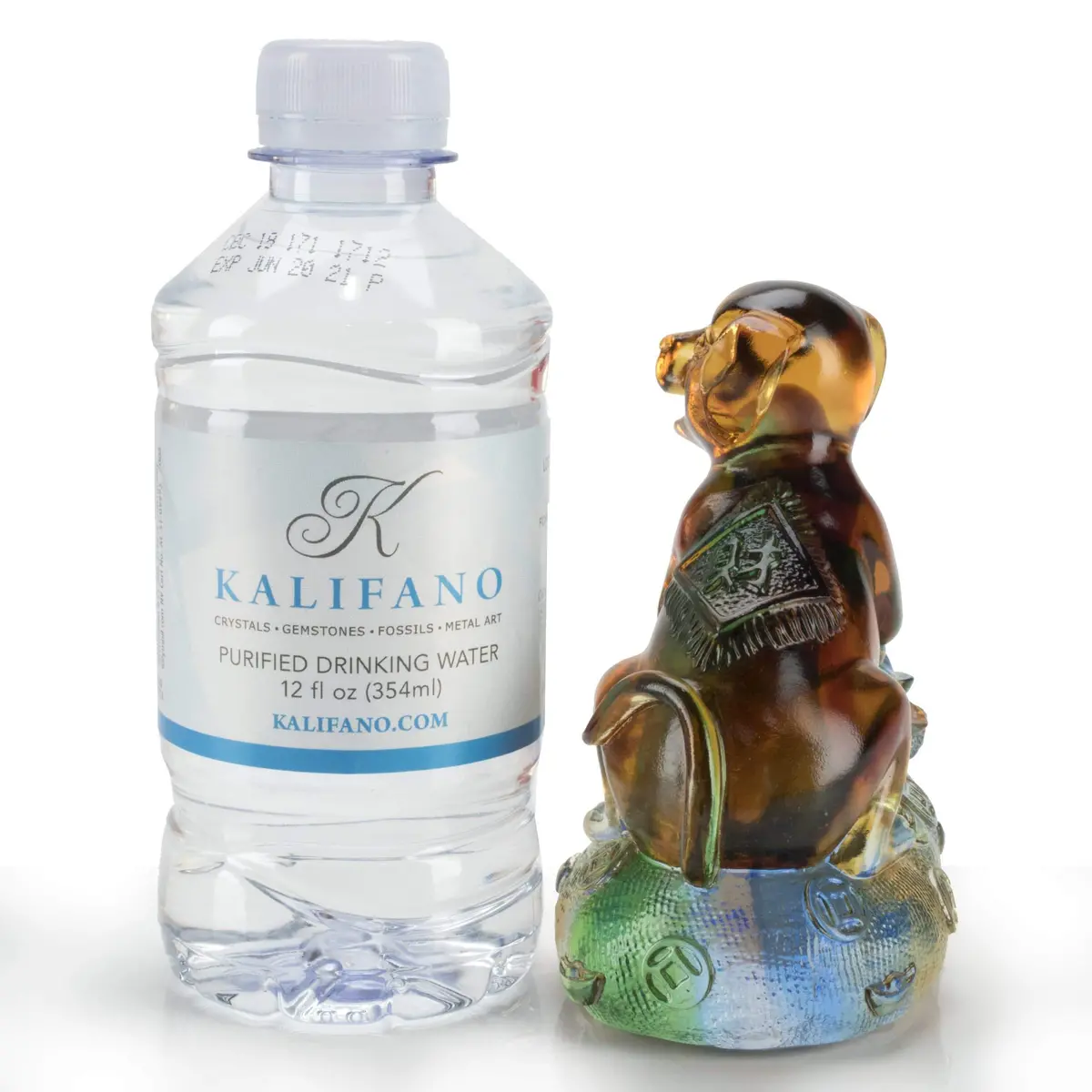 Lucky Dog With Coin Glass Carving Art 1