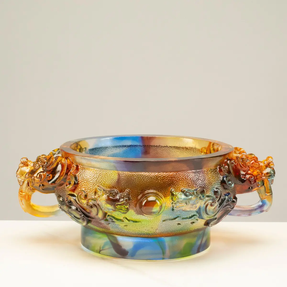 Magnificent Dragon Bowl Crystal Carving - A Symbol Of Power And Good Fortune 1