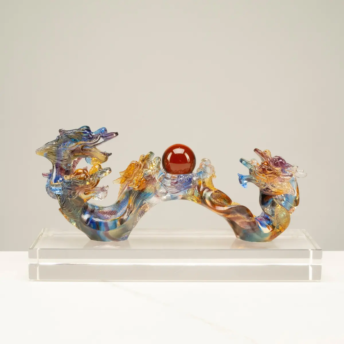 Magnificent Dragon Heads Crystal Carving - A Symbol Of Power And Good Fortune 1