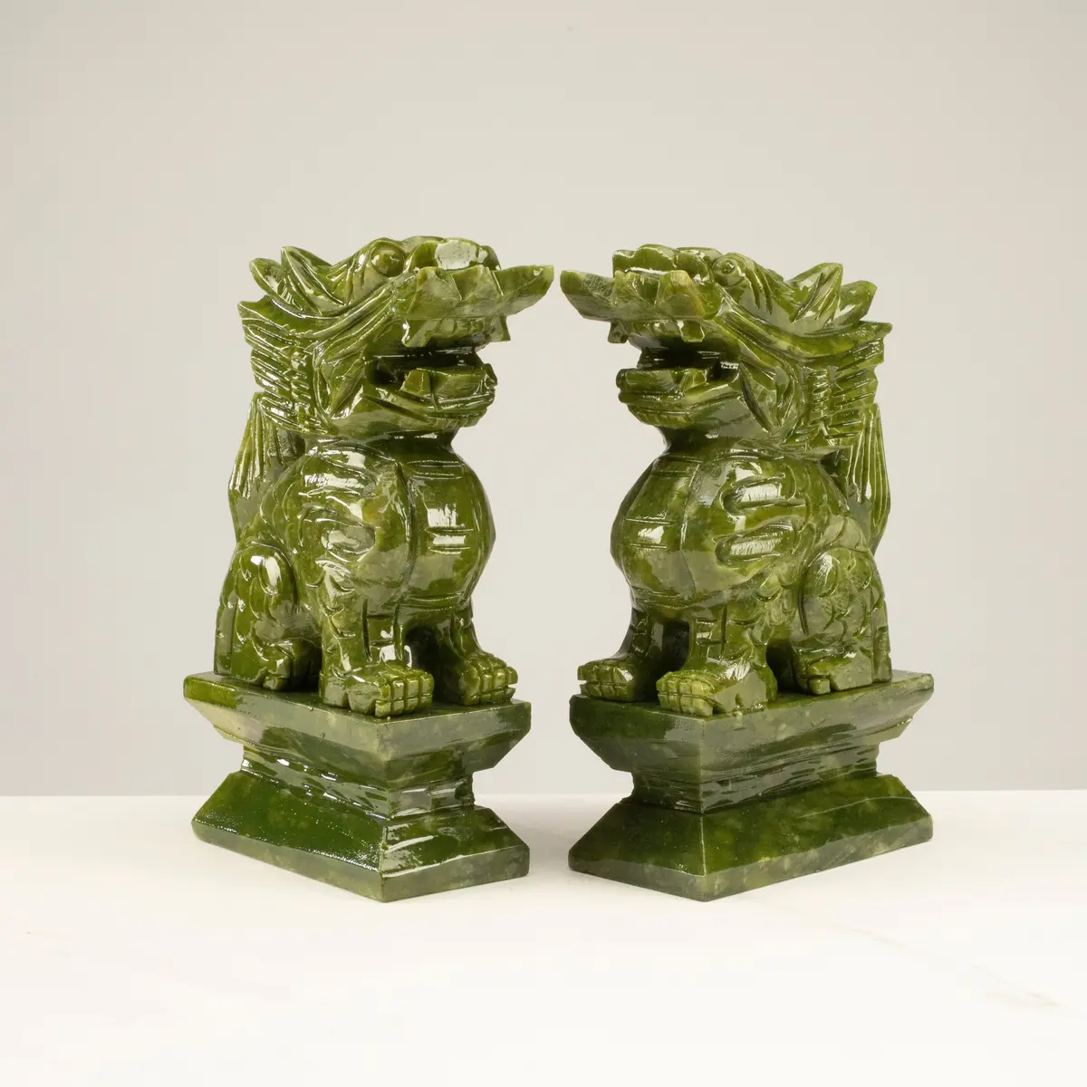 Kylin Jade Carving Pair - Symbol Of Power & Good Fortune 1
