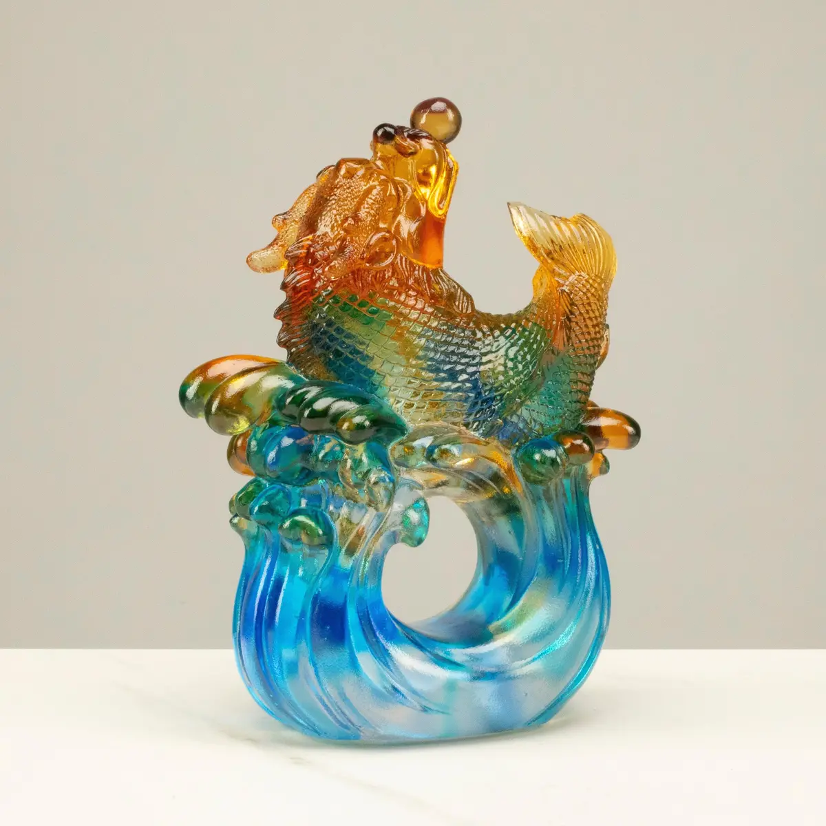 Mythical Dragon Head Fish Crystal Carving - A Symbol Of Good Fortune And Prosperity 1