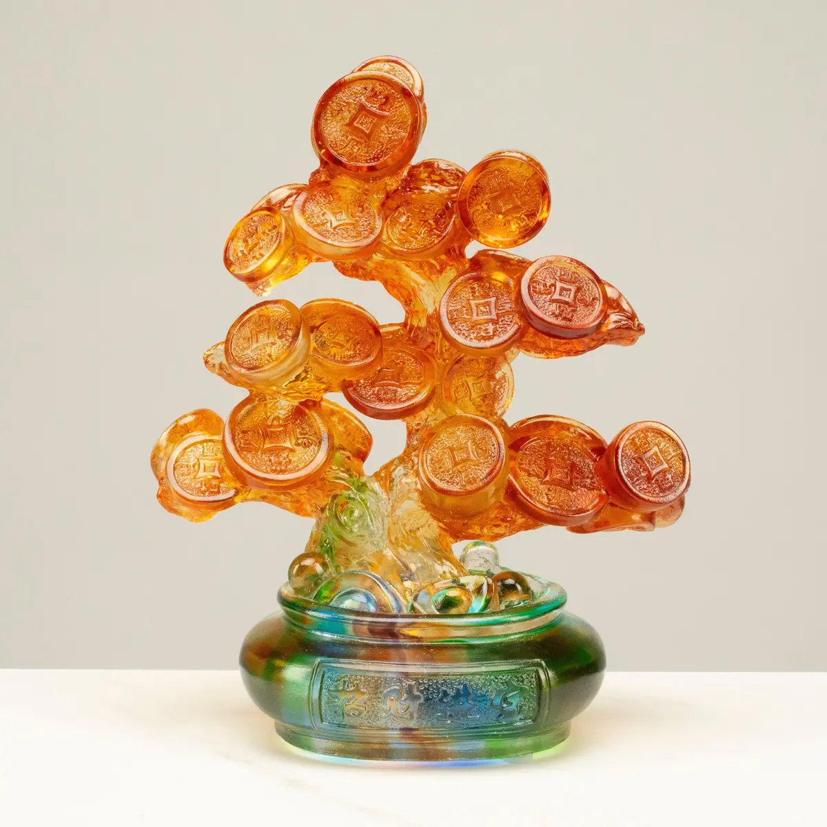 Prosperous Money Bonsair Tree Crystal Carving - A Symbol Of Financial Success And Good Fortune 1