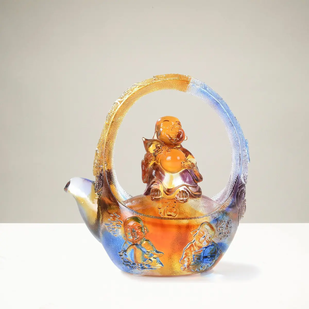 Serene Buddha In Teapot Crystal Carving - A Symbol Of Enlightenment And Inner Peace 1