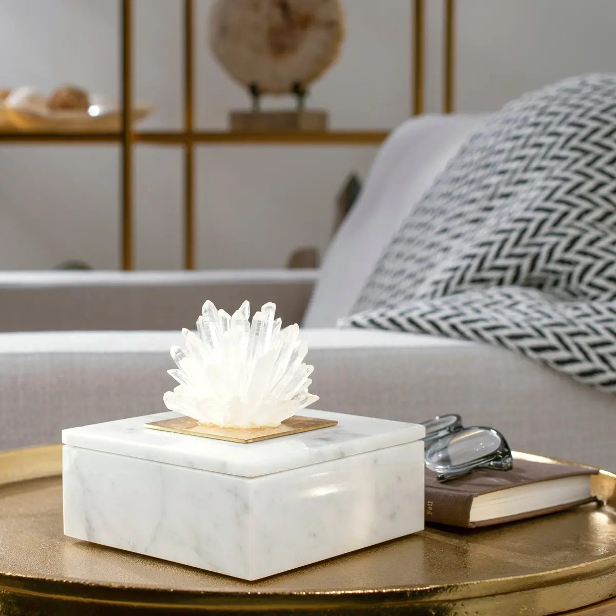 Marble Jewelry Box With Quartz Cluster 1