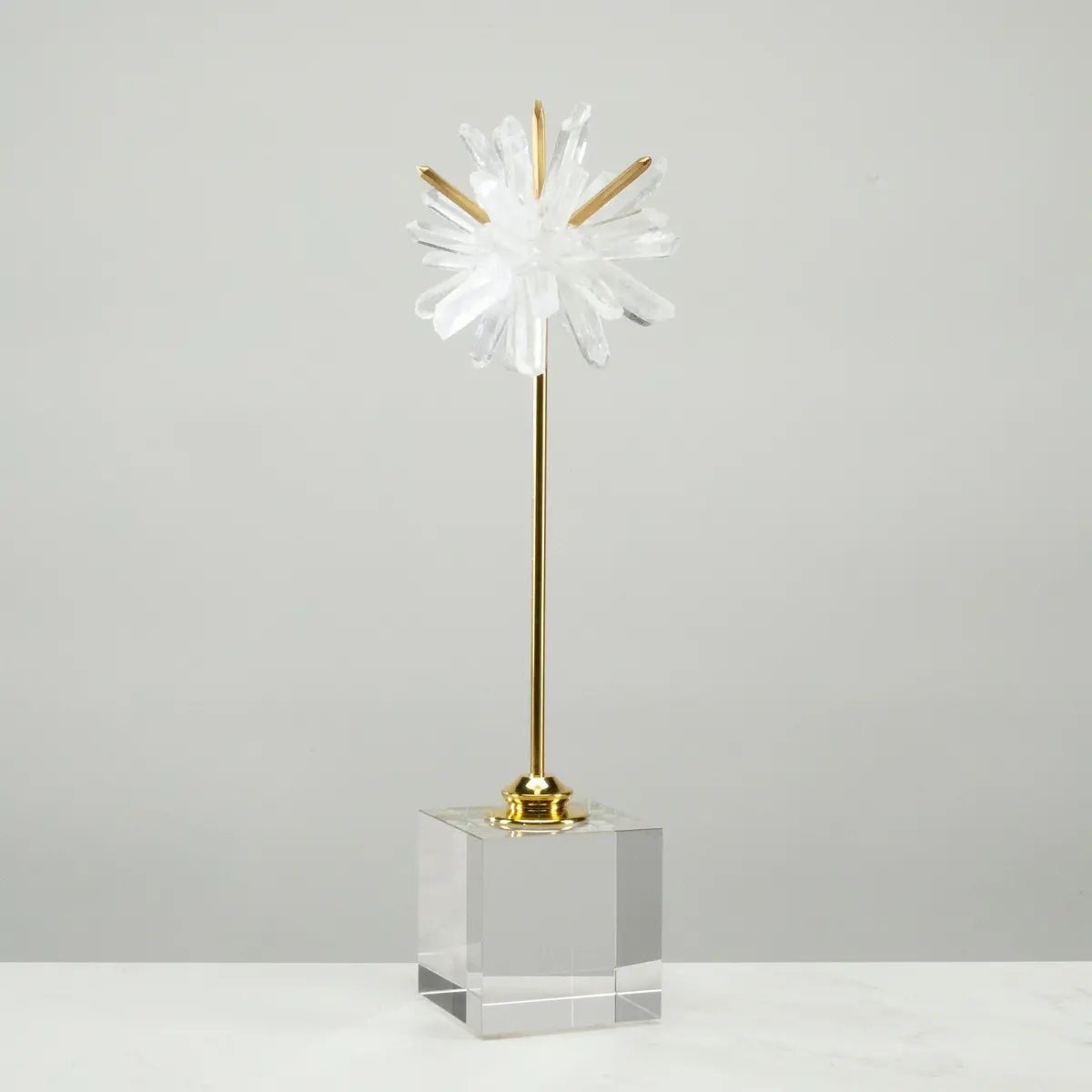 Quartz Cluster Star On Brass And Acrylic Base - 15" 1