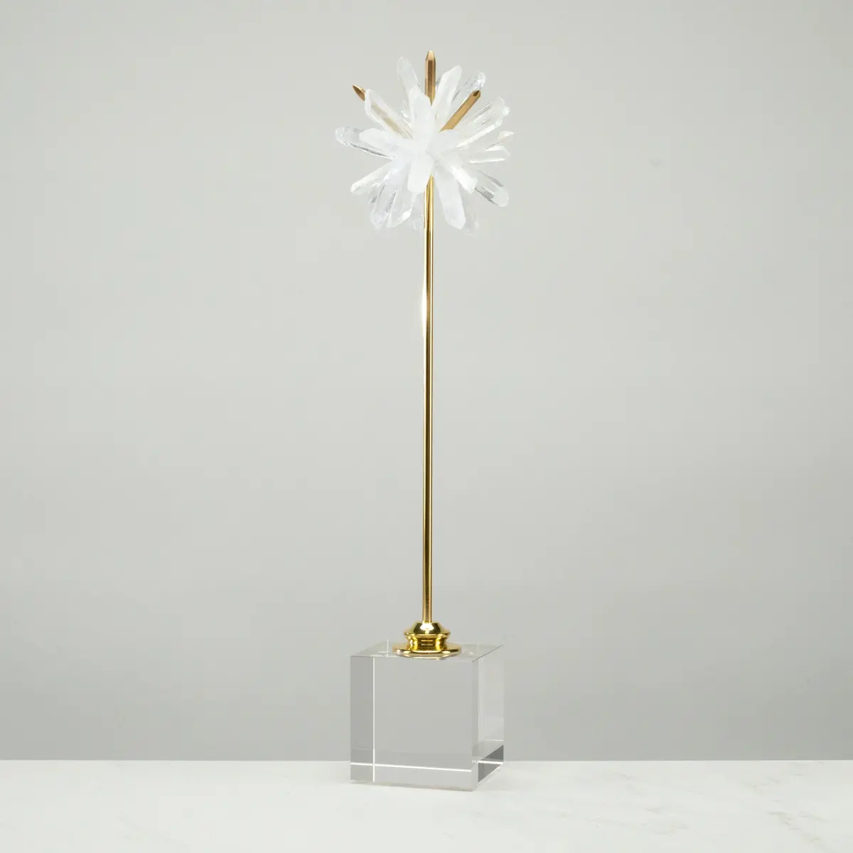 Quartz Cluster Star On Brass And Acrylic Base - 18" 1