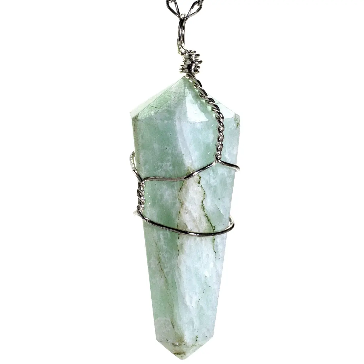 Amazonite Point Healing Stone Pendant On Necklace 1