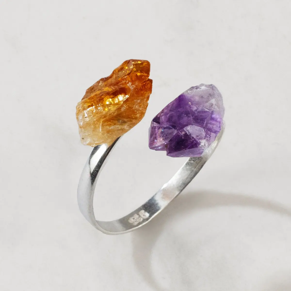 Amethyst & Citrine Adjustable Sterling Silver Ring 1