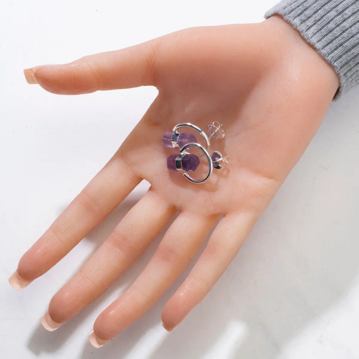 Amethyst Crystal Earrings With Stud Backing 2