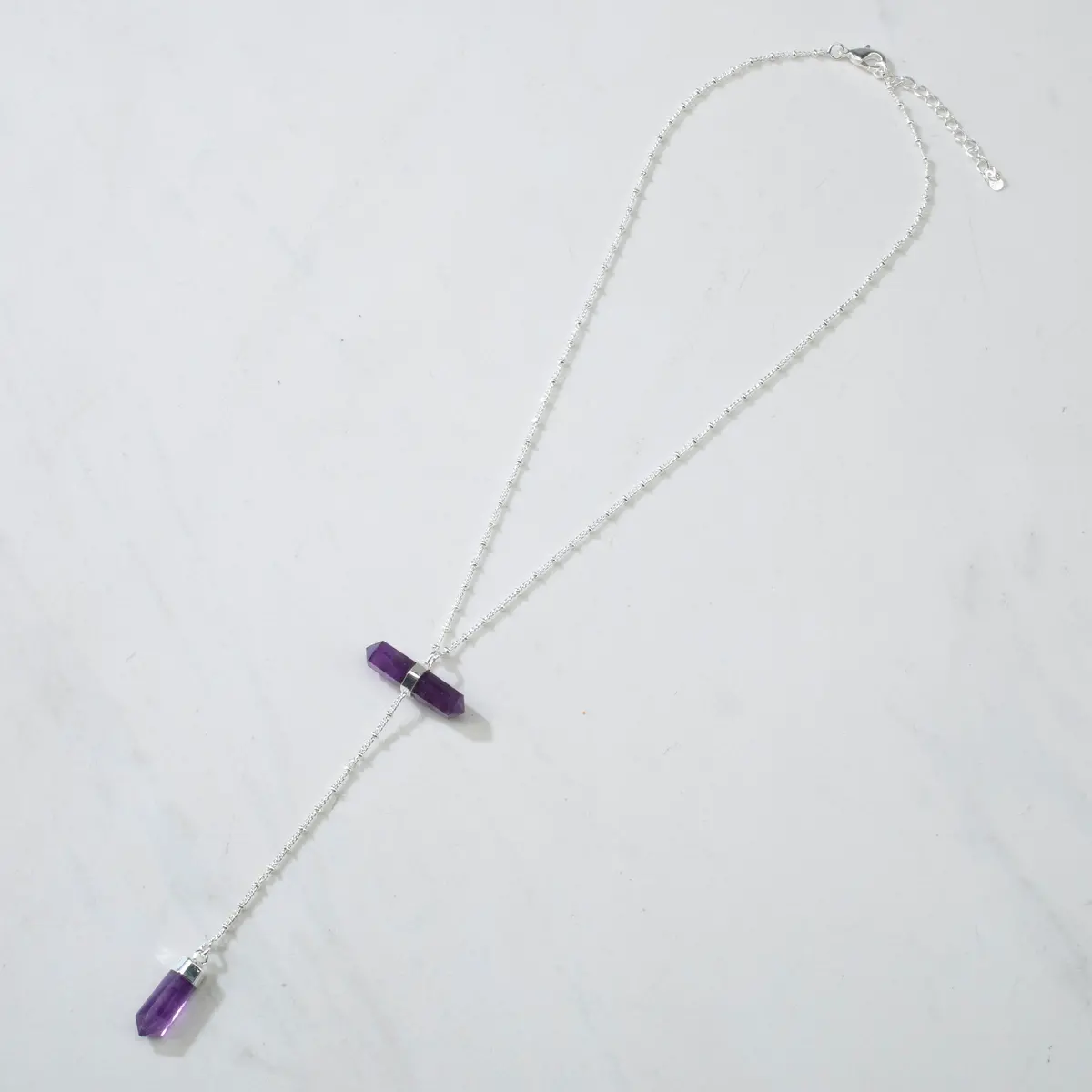 Amethyst Double Point Necklace 1