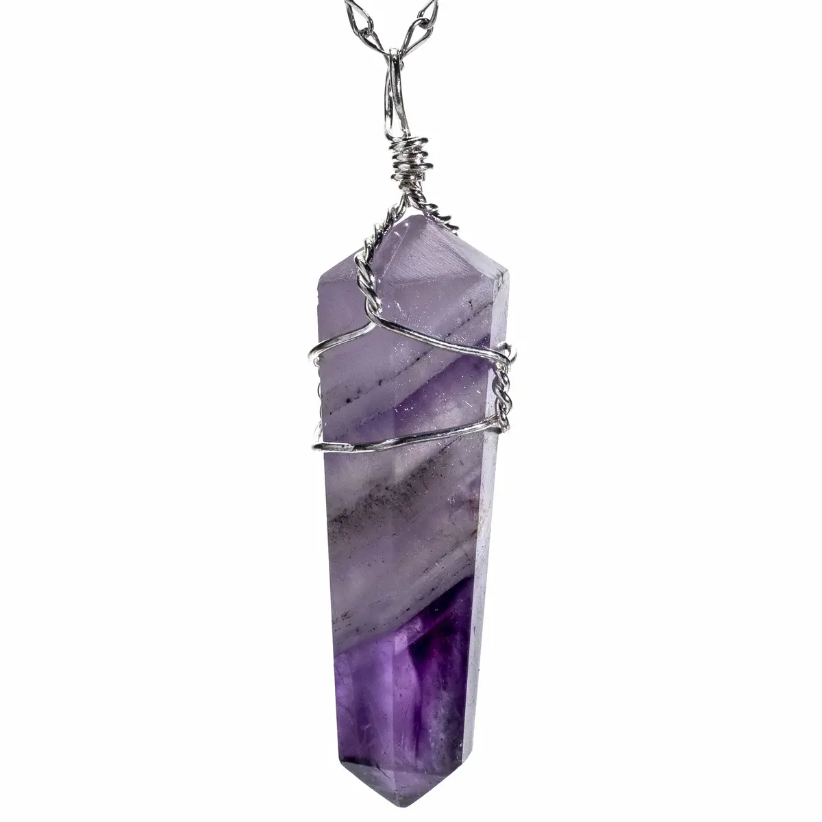 Amethyst Point Healing Crystal Pendant On Necklace 1