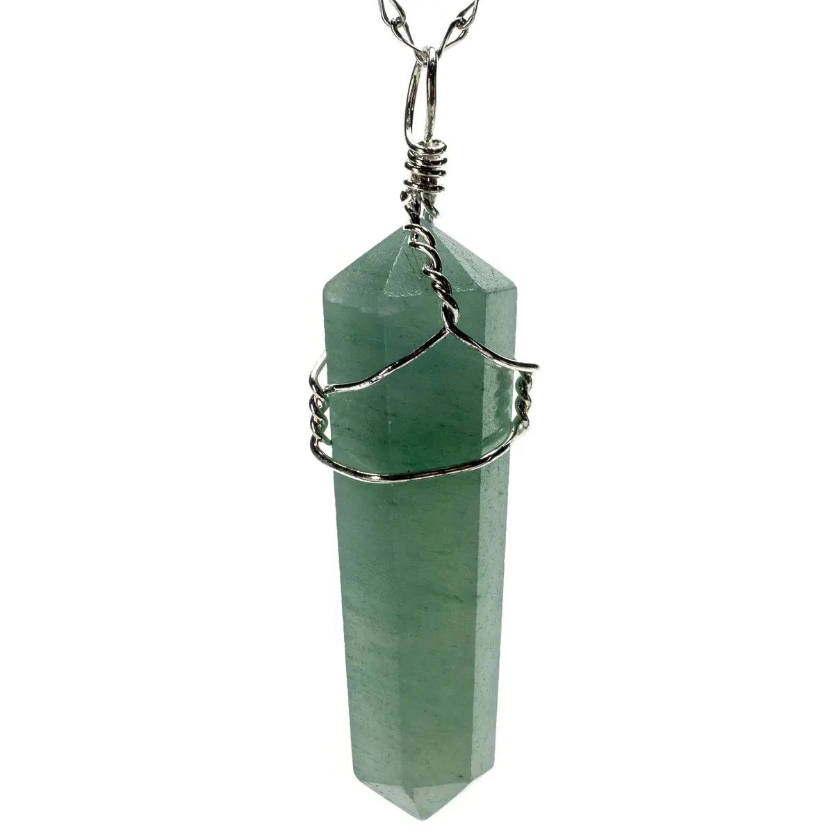 Aventurine Point Healing Stone Pendant On Necklace 1