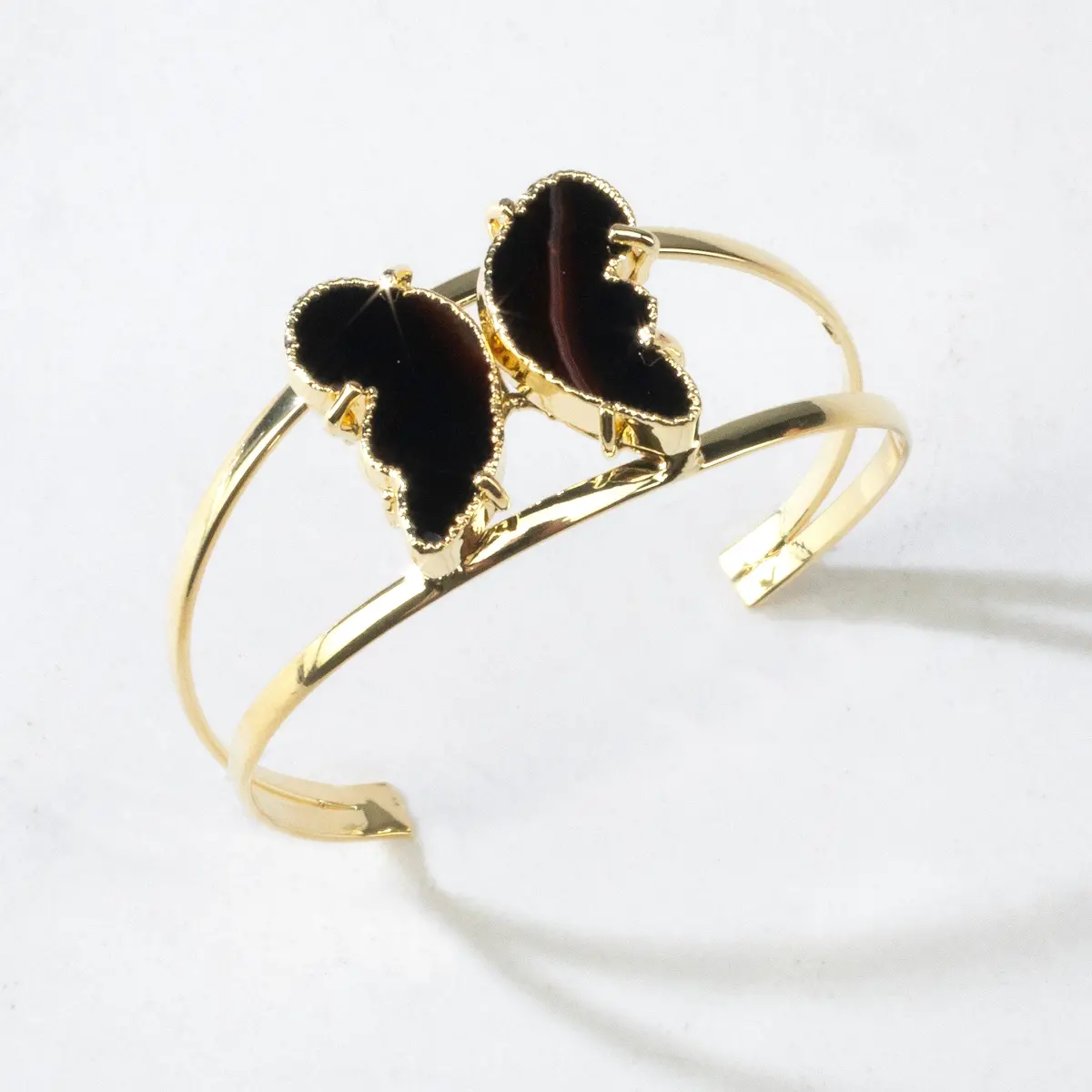 Black Agate Butterfly Cuff Bracelet 1
