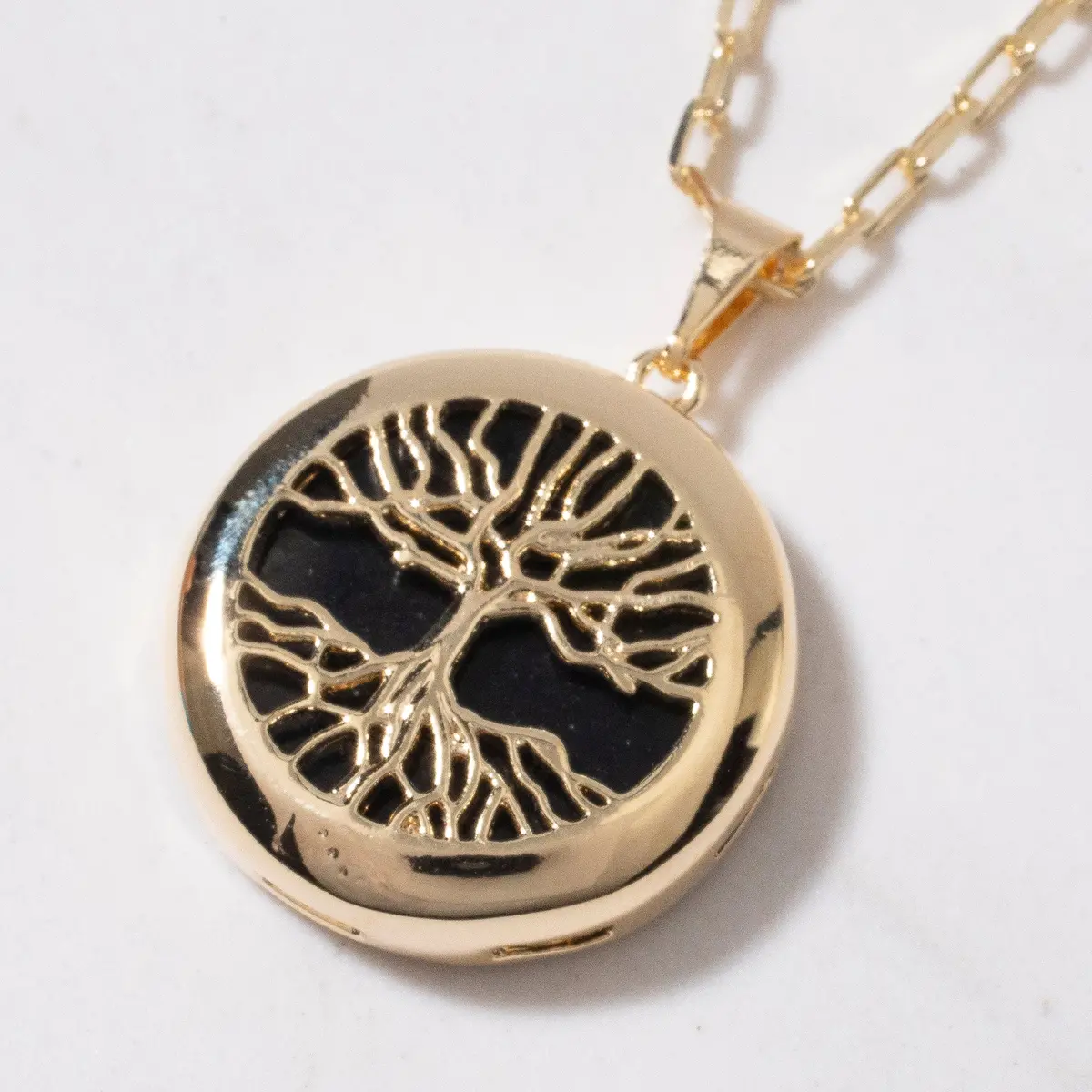 Black Onyx Gemstone Tree Of Life Pendant 1