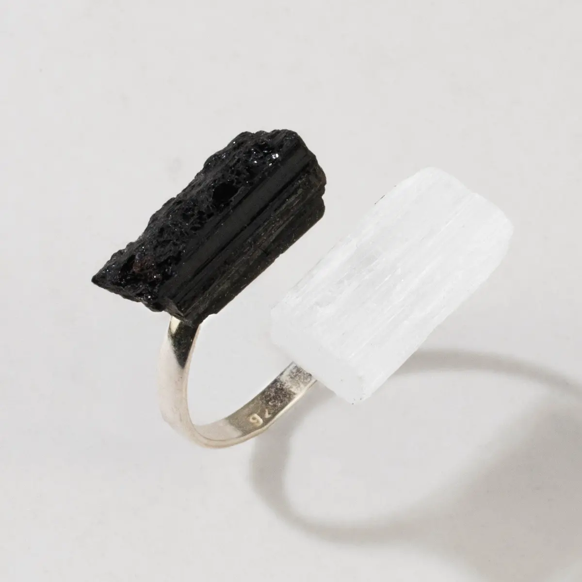 Black Tourmaline Adjustable Sterling Silver Ring 1