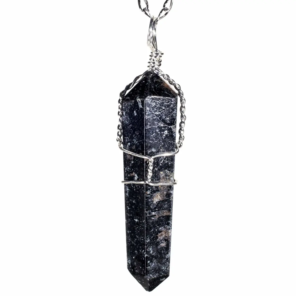 Black Tourmaline Point Healing Stone Pendant On Necklace 1