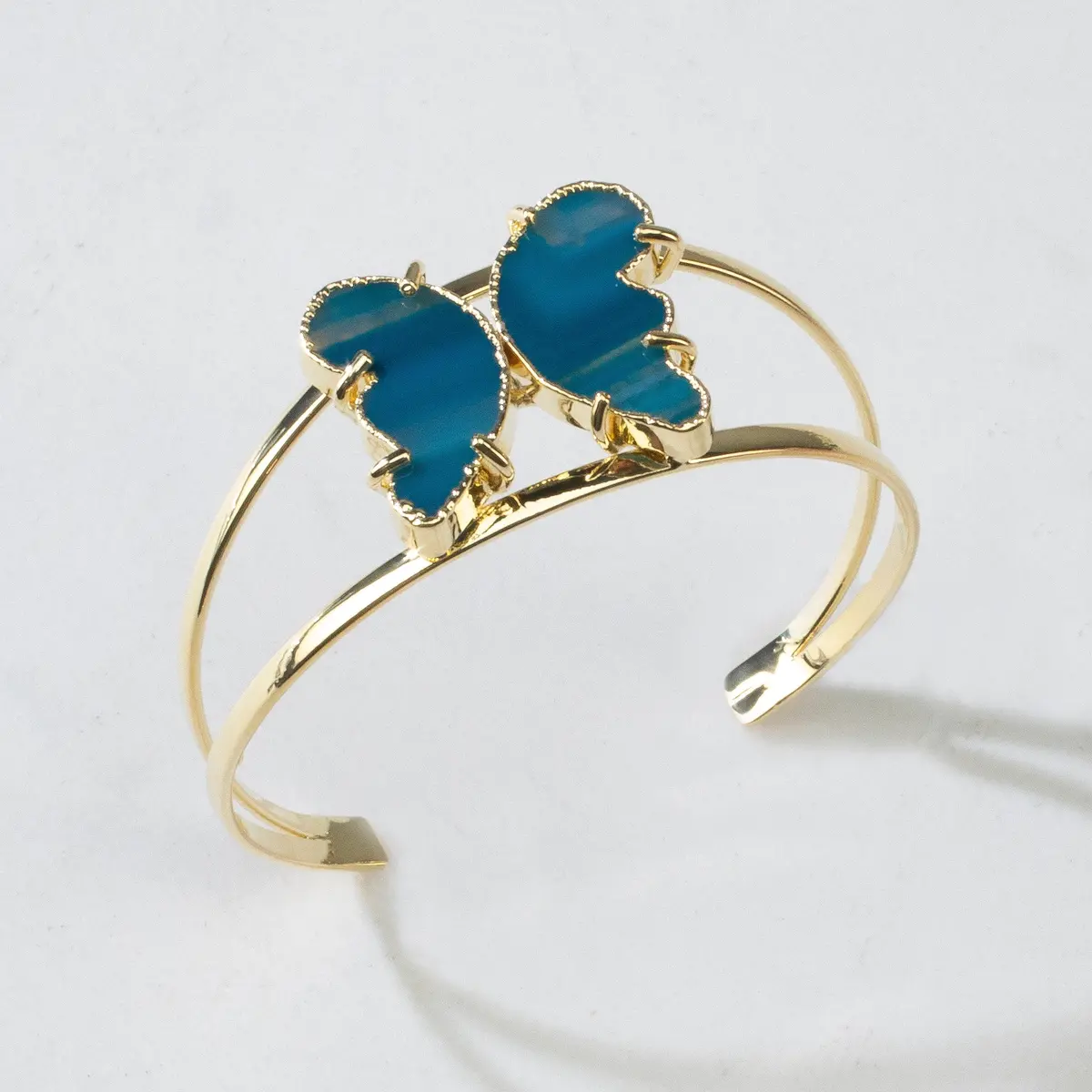 Blue Agate Butterfly Cuff Bracelet 1