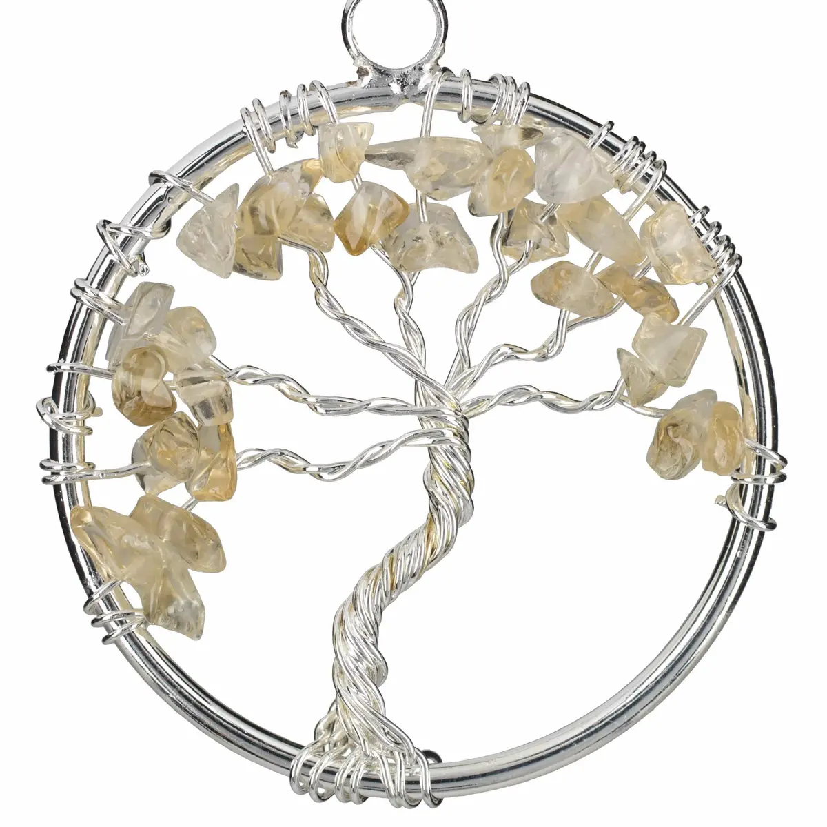Citrine Chakra Gemstone Tree Of Life Necklace & Stainless Steel Chain 1