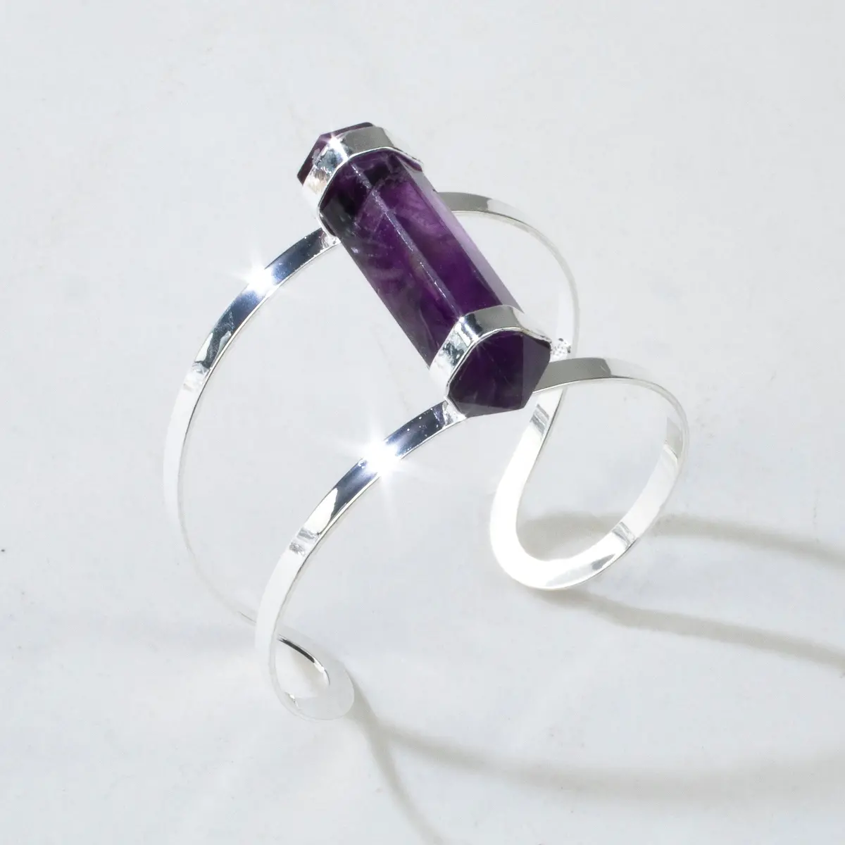 Double Terminated Amethyst Cuff Bracelet 1