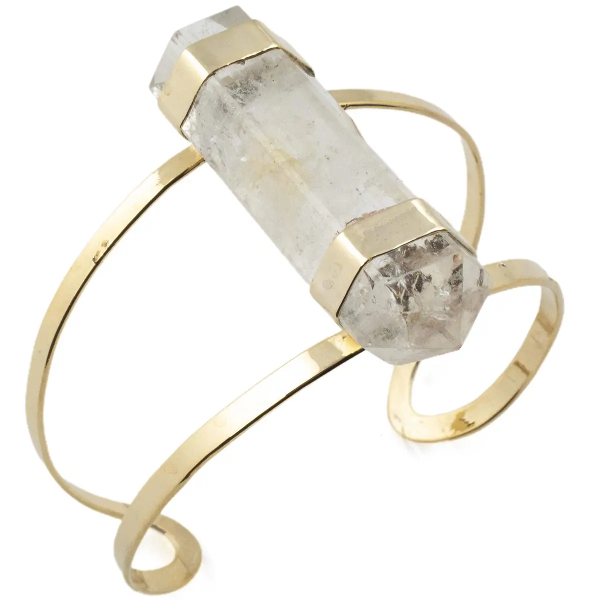 Double Terminated Clear Quartz Cuff Bracelet 1