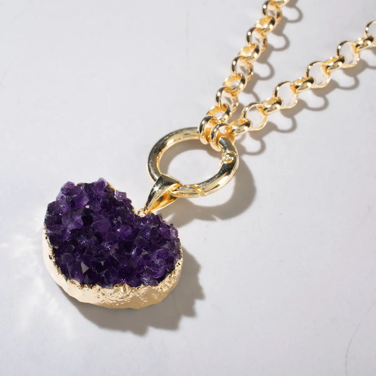 Druzy Amethyst Heart Necklace 1