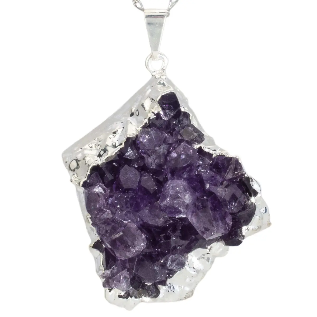 Druzy Amethyst Pendant With Silver Plating 1