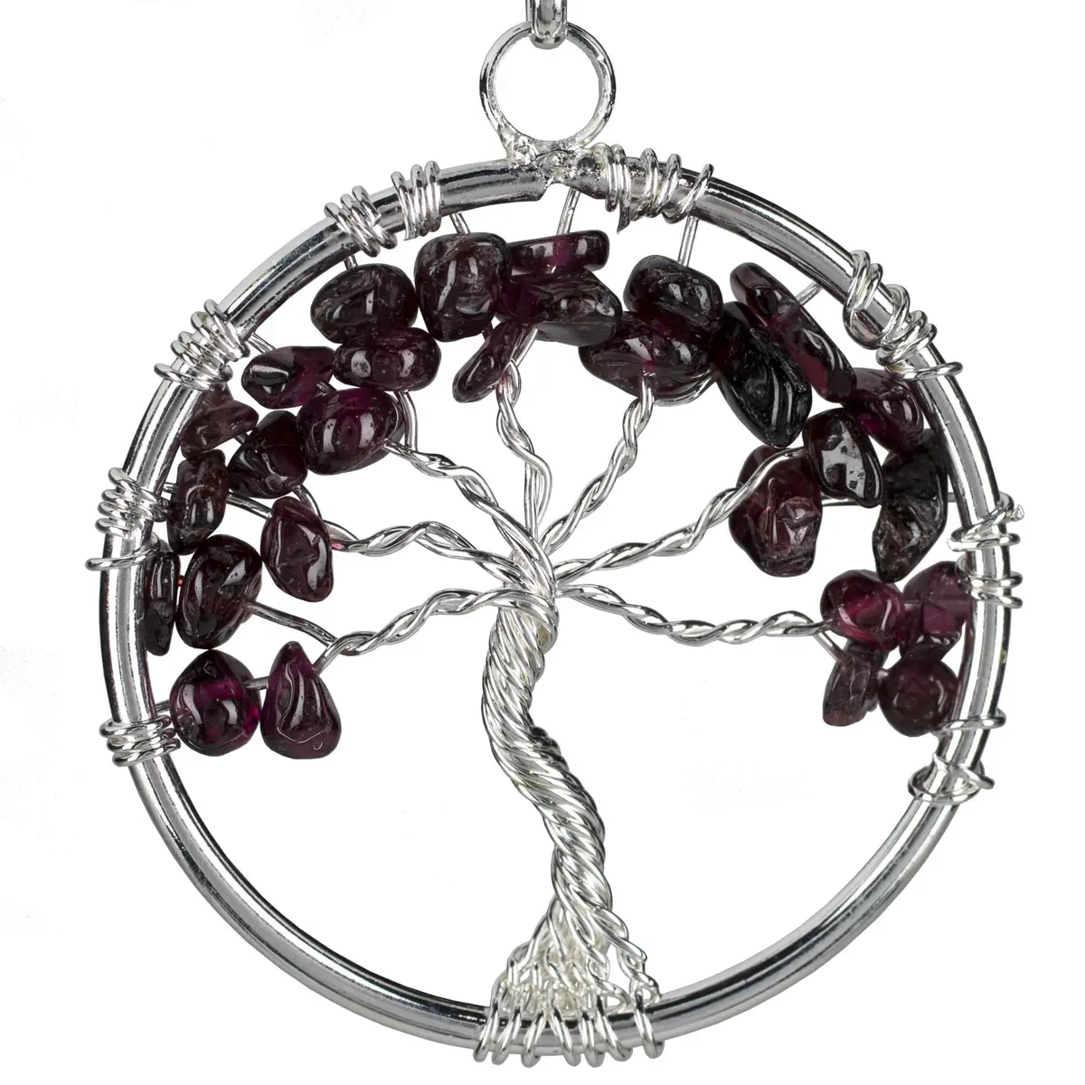 Garnet Chakra Gemstone Tree Of Life Necklace & Stainless Steel Chain By 1