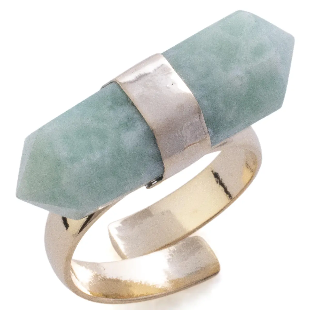 Gold Plated Amazonite Adjustable Ring 1