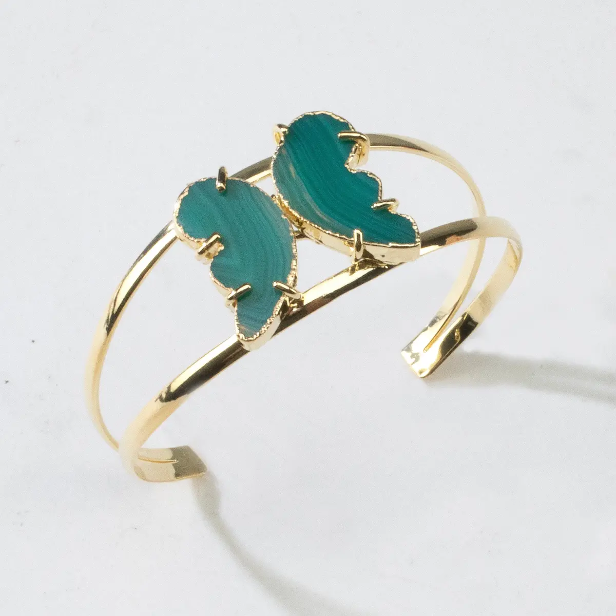 Green Agate Butterfly Cuff Bracelet 1
