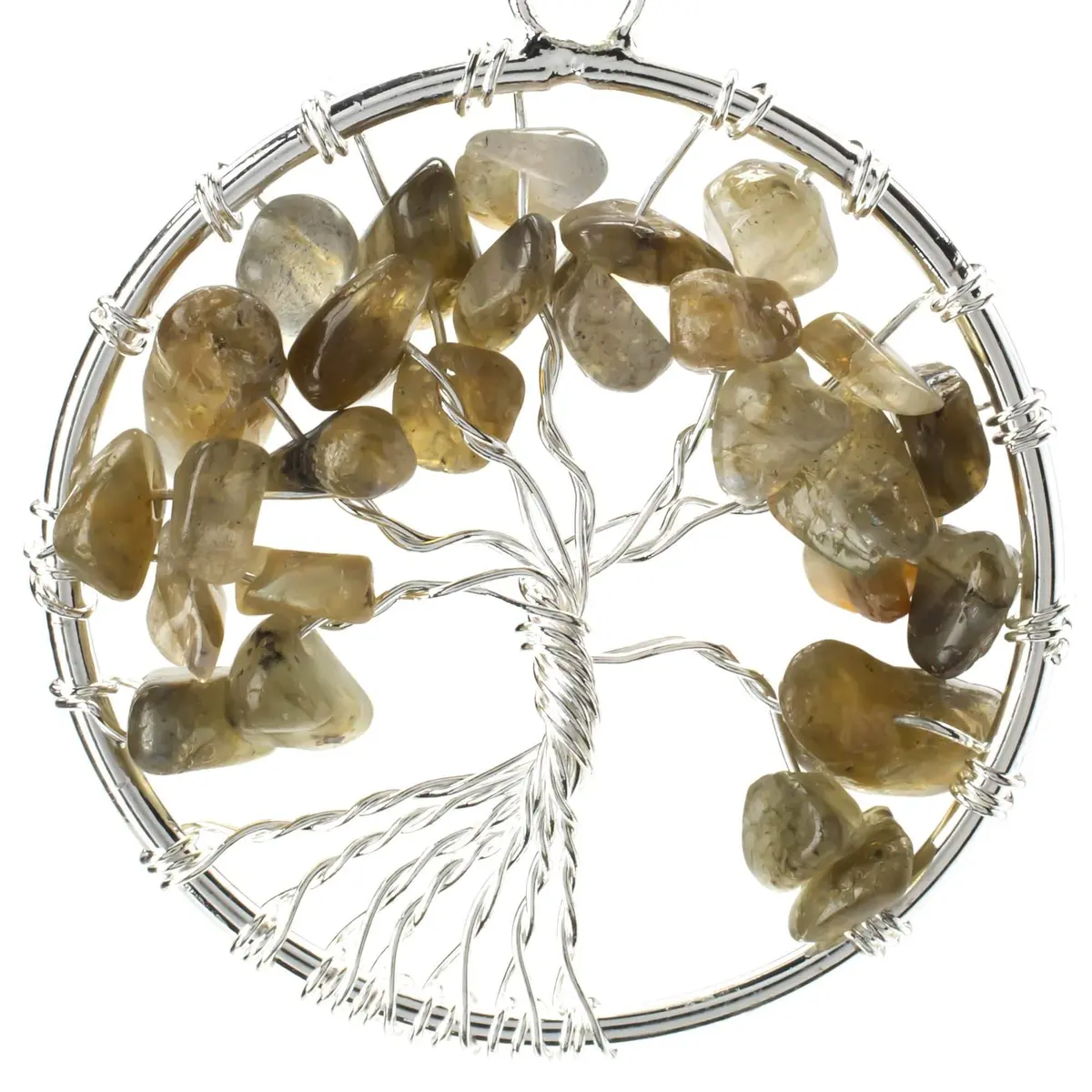 Labradorite Chakra Gemstone Tree Of Life Necklace & Stainless Steel Chain 1