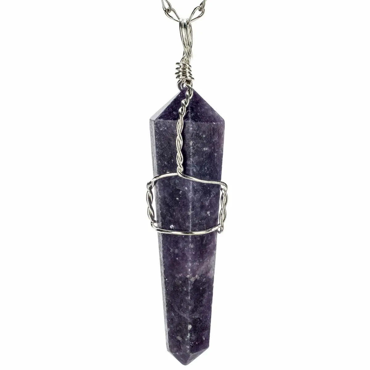 Lepidolite Point Healing Stone Pendant On Necklace 1