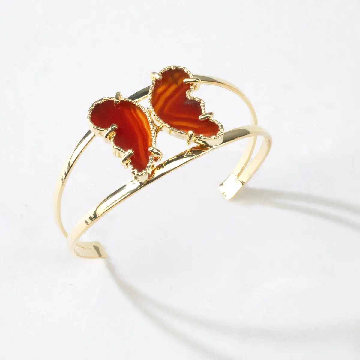 Orange Agate Butterfly Cuff Bracelet 1