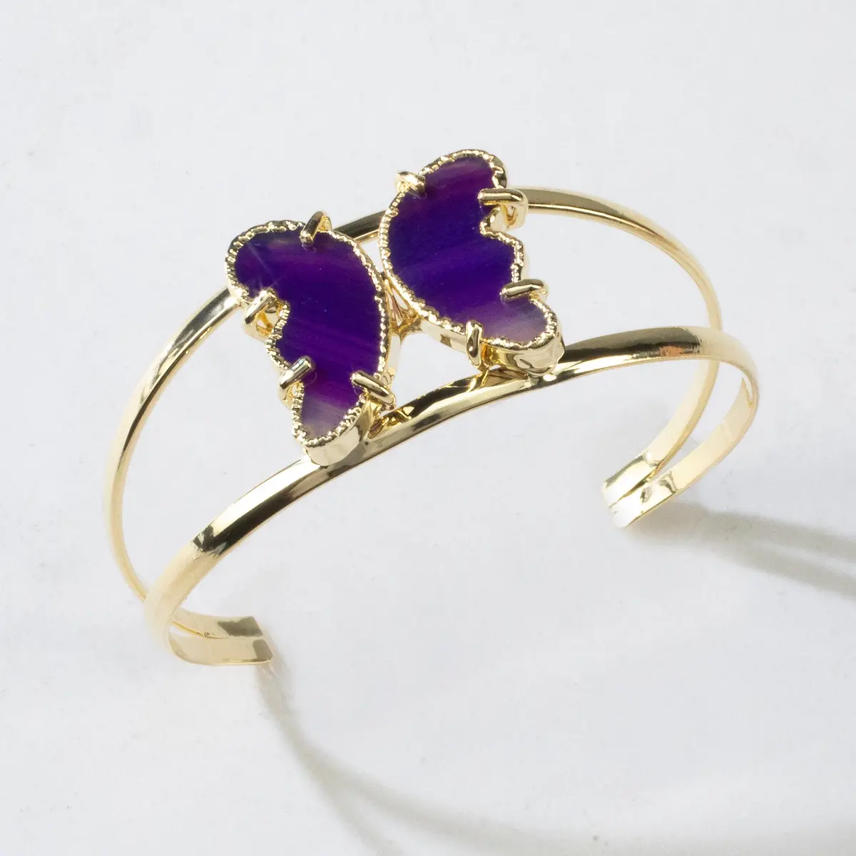 Purple Agate Butterfly Cuff Bracelet 1