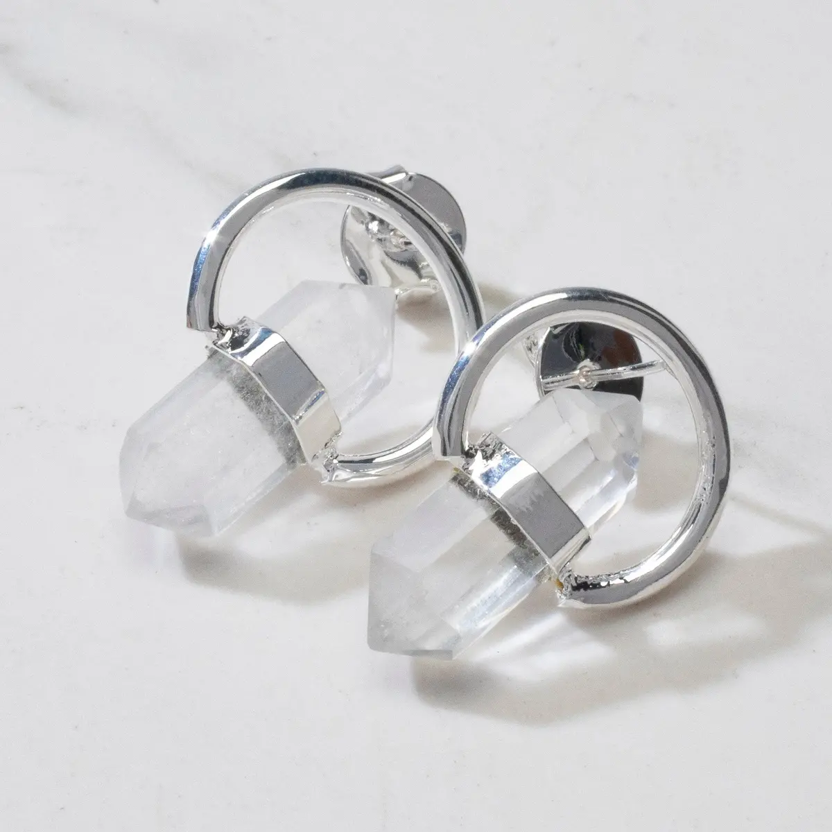 Quartz Crystal Earrings With Stud Backing 1