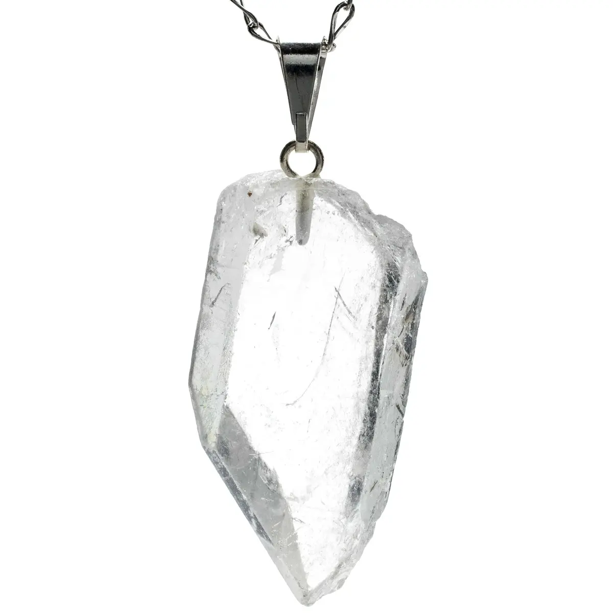 Raw Quartz Point Healing Stone Pendant On Necklace 1