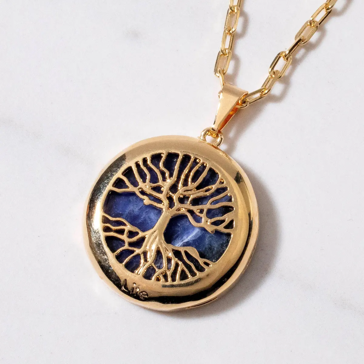 Sodalite Gemstone Tree Of Life Pendant 1