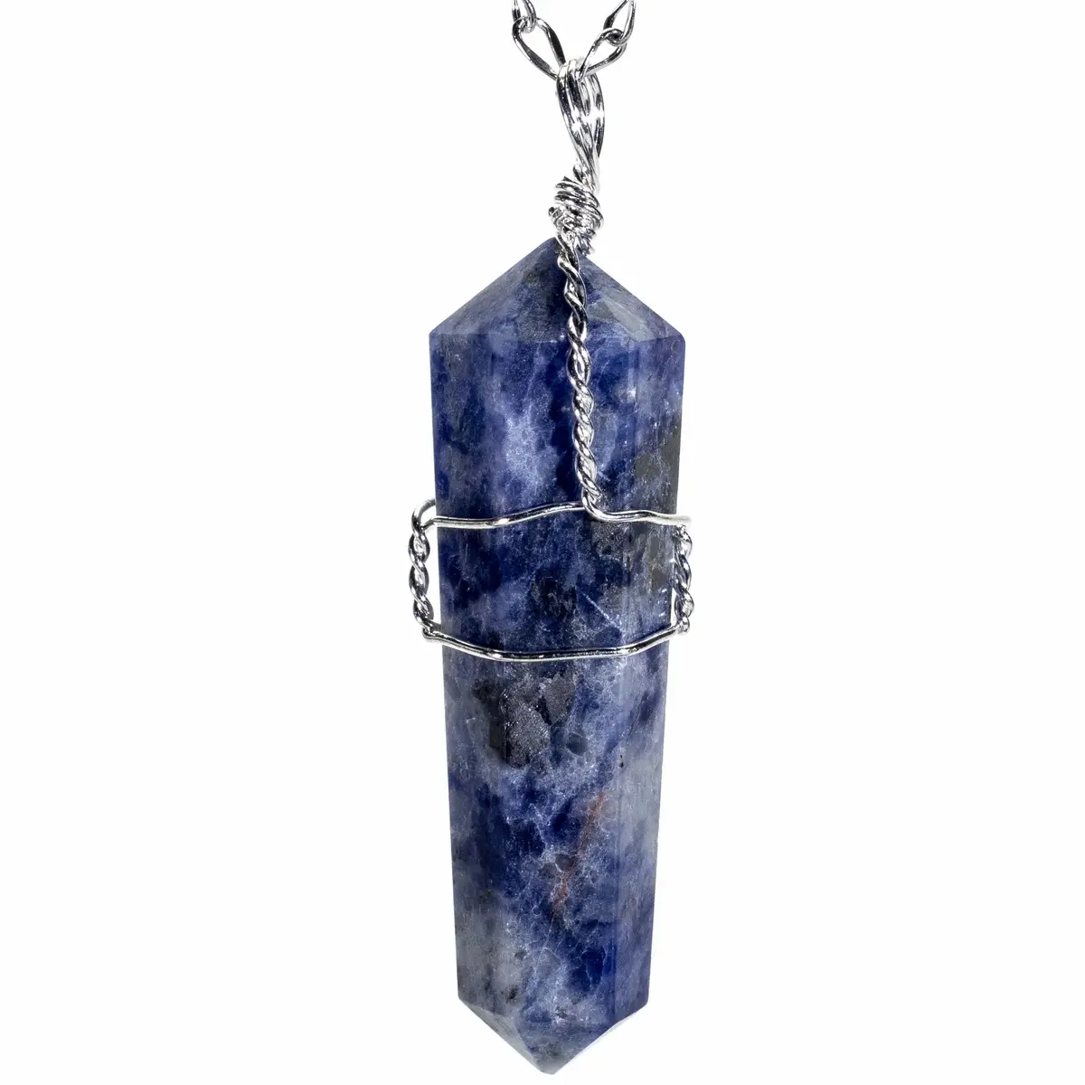 Sodalite Point Healing Stone Pendant On Necklace 1