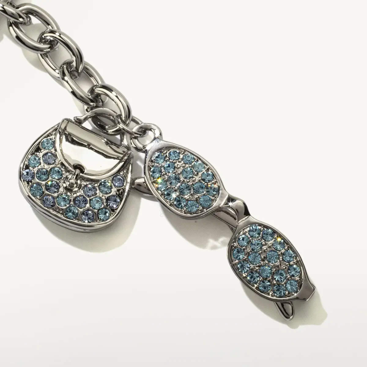 Blue Glasses & Purse Keychain Made With Swarovski Crystals 1