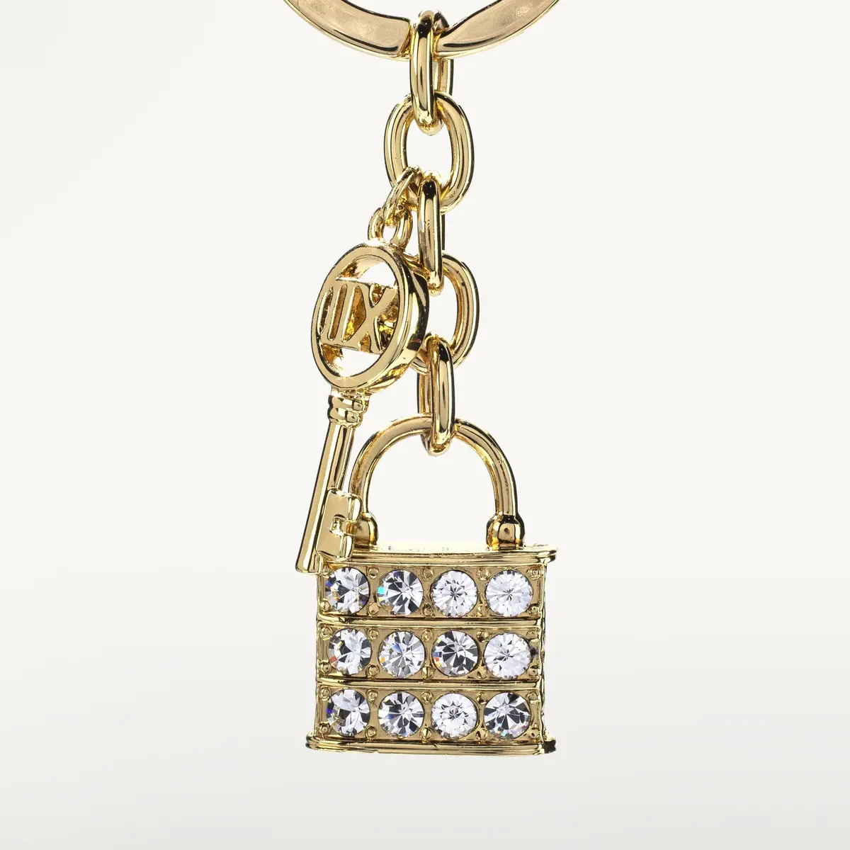 Gold Atlas Key & Lock Keychain Made With Swarovski Crystals 2