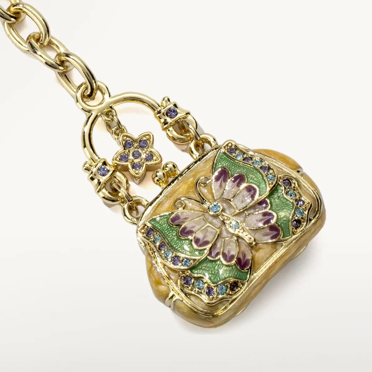 Gold Butterfly Purse Keychain Made With Swarovski Crystals 1