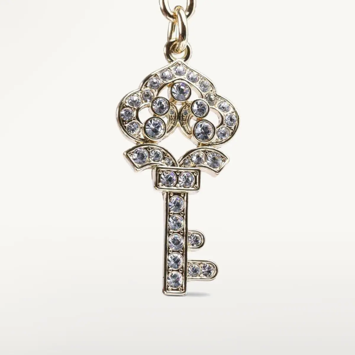 Gold Crown Key Keychain Made With Swarovski Crystals 1